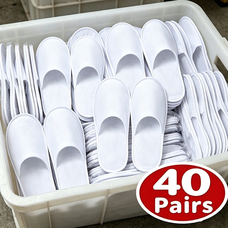 Home Bathroom Spa - 40pairs 2026 White Hotel Slipper Unisex