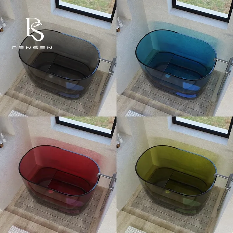 Home Bathroom Spa - Transparent Resin Deep Soak Bathtub Independent