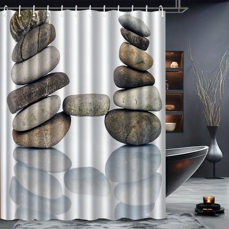 Zen Stone Stack Shower Curtain - огляд і ціна Home Bathroom Spa
