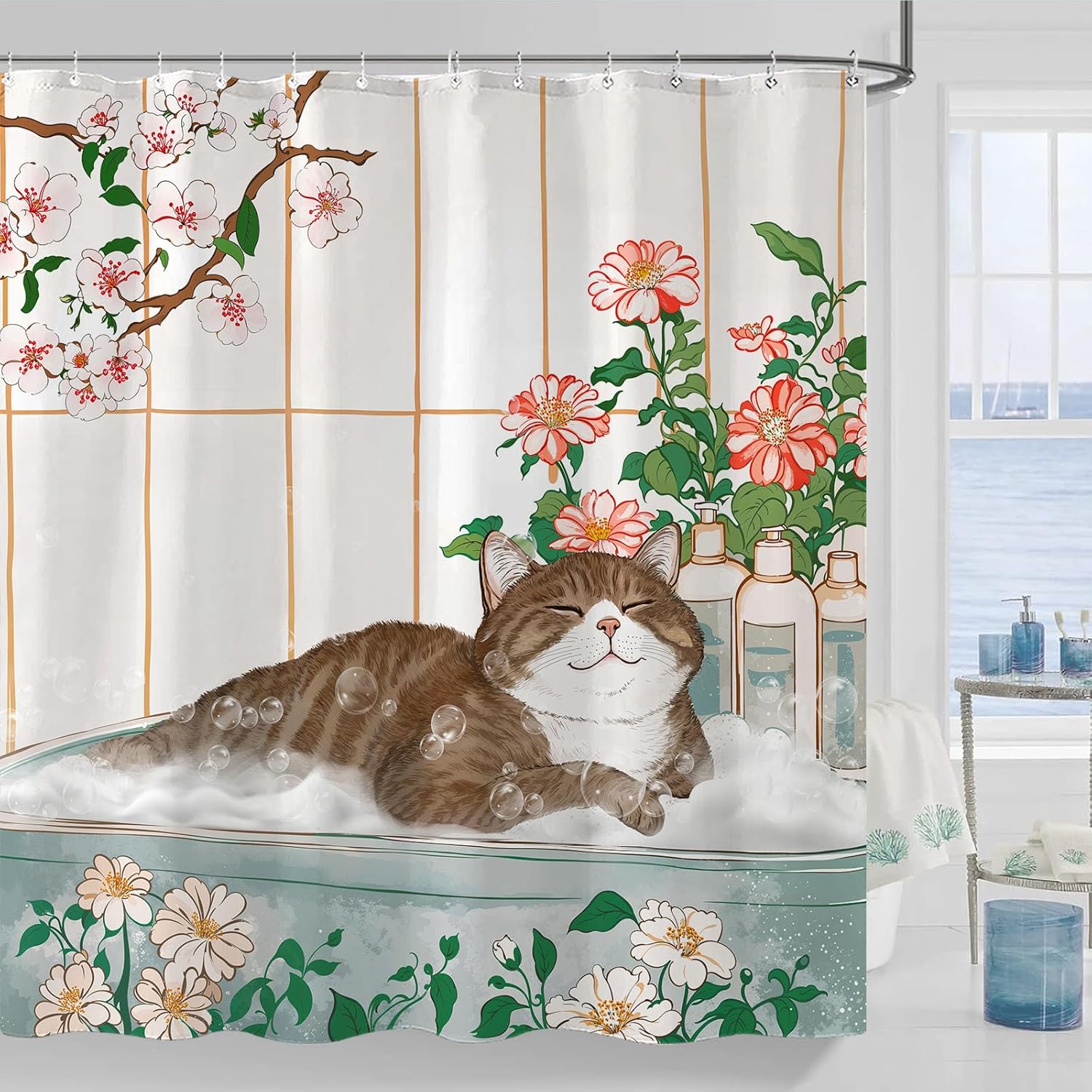 Aesthetic Cat Floral Watercolo - огляд і ціна Home Bathroom Spa Ideas