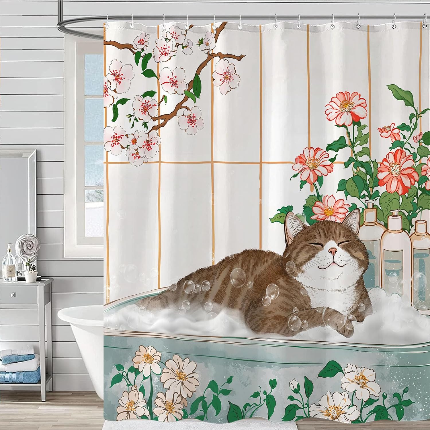 Aesthetic Cat Floral Watercolo - огляд і ціна Home Bathroom Spa Ideas